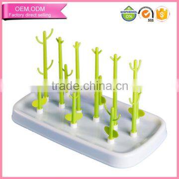 High capacity anti bacterial plastic baby bottle drying rack detachable