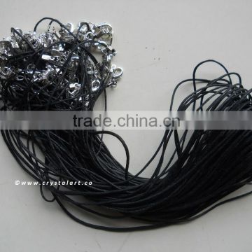 Wholesale Black Waxed Cotton Cord For Pendant With Stainless Steel Spring Lock