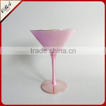 Decorative Glossy metal glass Electroplate Pink Martini Goblet 12Oz