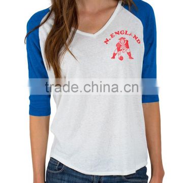 Hot selling women raglan shirt / cheap women raglan tshirt