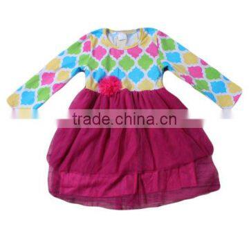 2016 hot sale new design kids dress long sleeve unique baby girls dresses