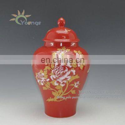 Chinese Red Wedding Decoration Vases Temple Jar