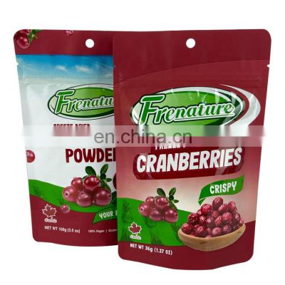 custom printing cranberries powder food packaging bag matt finished aluminum laminated foil stand up pouch with zipper