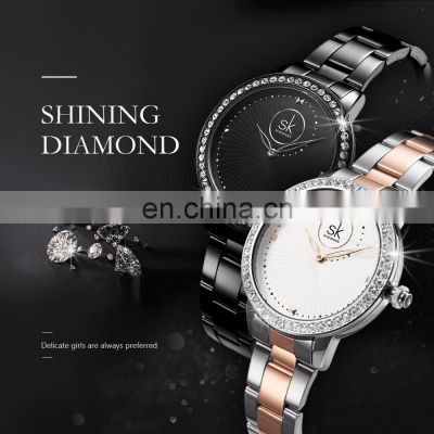 SHENGKE K0111L Diamond Quartz Wrist Watch Woman Luxury Timepieces SK