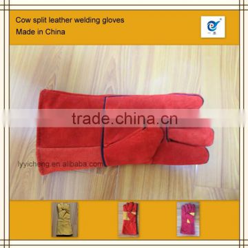 cow leather red welding gloves,split leather glove safety