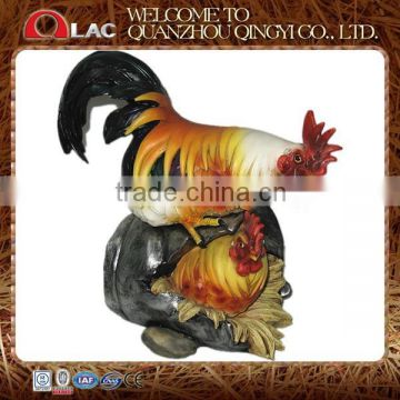 resin rooster and hen couple statue home and garden decoration