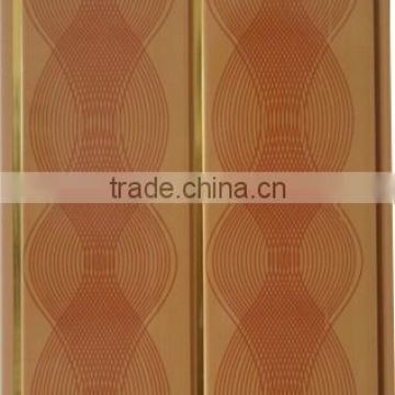 Printing,middle groovel, plastic ceiling & wall panel with gold strip,brown color G213-1
