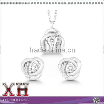 Cubic Zirconia Sterling Silver Set Love Knot Jewelry Set