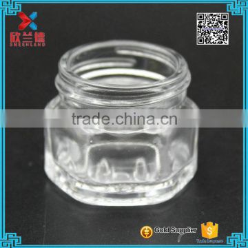 wholesale mini hexagon glass cream jar/15ml crystal face cream jar