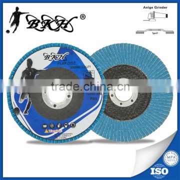 4 1/2" 115x22mm T27 zirconia oxide coated abrasive flap disc for Stainless Steel