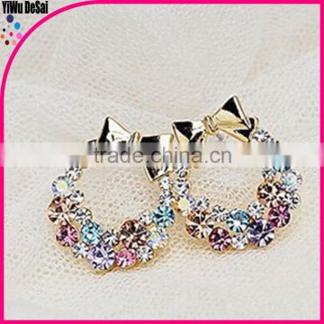 crystal stud earrings Colorful bowknot studs small earrings