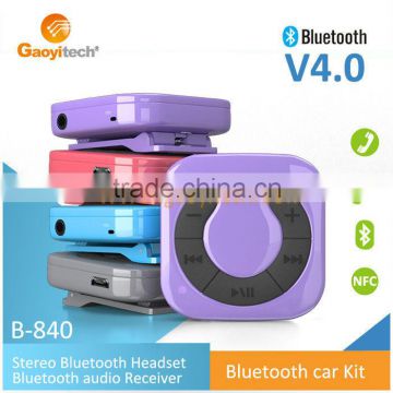 2016 Hot Selling Alibaba express Stereo Bluetooth Headset , Bluetooth audio Receiver Bluetooth car Kit B-840