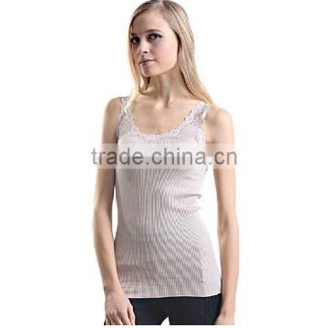 Female small lace without sleeve silk vest Y143