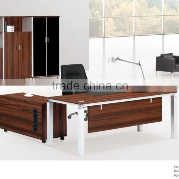 Wood veneer dark walnut metal base manager working office table and executive chair for sale(FOH-ED-W2021)