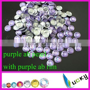 2015 NEW COLOR Korean quality hot fix pearl with metal rim