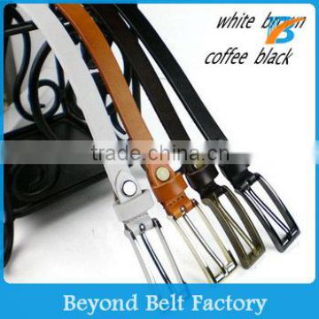 Beyond 15mm Wide Ladies Skinny Full Grain Genuine Leather Dress Belt with Heavy Pin Buckle Four Colors in Stock