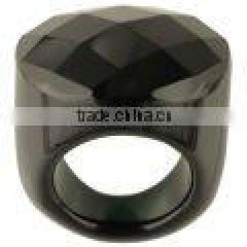 Natural nice cutting faceted black agate ring for man or woman