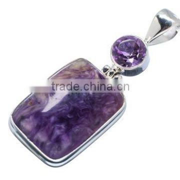 Best online jewellery store AAA natural Charoite, amethyst 925 sterling silver jewellery