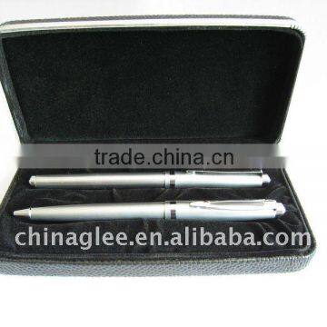 ballpoint pen and roller pen set with pen case