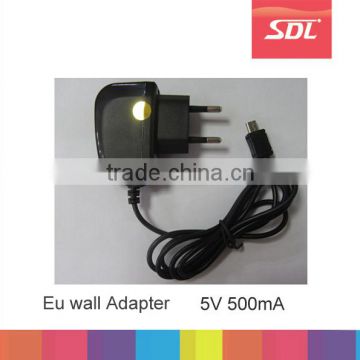 Hot sale 500mA EU Wall charger with fixed cable for samsung, Portable travel charger,Usb Home adapter Factory