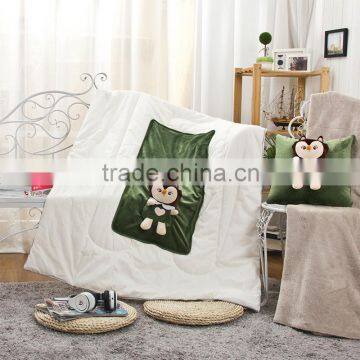 2015 new style cushion & quilt 100% cotton quilt cute style green Fox