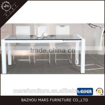 new design modern cheap glass top extendable dining table