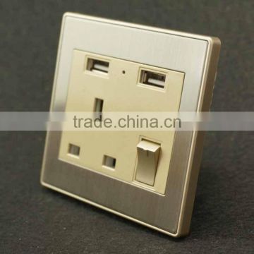 Electrical socket with usb stainless steel wall switch and socket