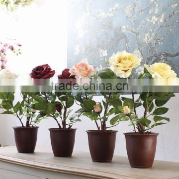 Home desktop decor silk flowers suit artificial rose bonsai