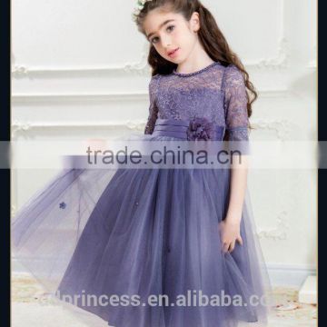 2017 high quality summer child clothing white dress purple new model girl dress