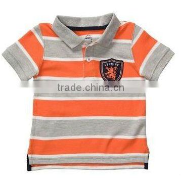 yarn dyed wide stripe baby polo t-shirt