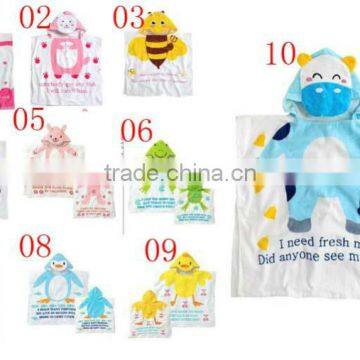 100% Cotton Reactive Printing hooded baby towel pattern, poncho hooded