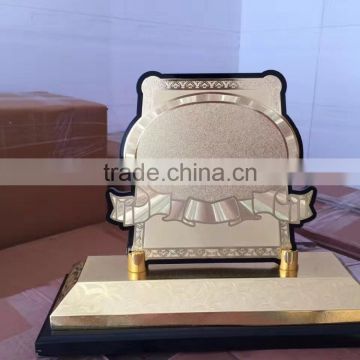 2017 New design k9 crsytal metal gold plated trophy with metal wooden base JKC-016