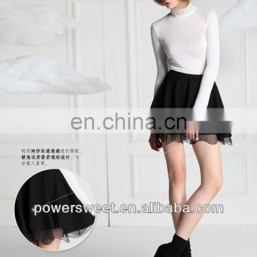 2013autumn and winter mini skirt synthetic fiber splicing with mesh latest skirt design