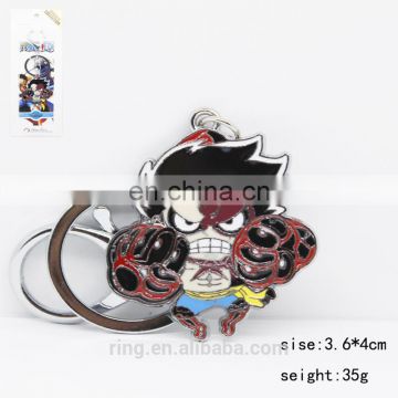 One Piece Cute Monkey D Luffy Metal Keychain Pendent Key Rings Jewelry