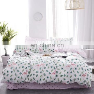 i@home Whole sale modern 100% cotton modern bedding sets linen sheets duvet cover with flamingo delicate pattern for living room