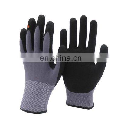 15 Gauge Nylon Elastane Nitrile Assembly Work Gloves Tactile Sensitivity Filigree Work Gloves Nitrile Sandy Construction Gloves
