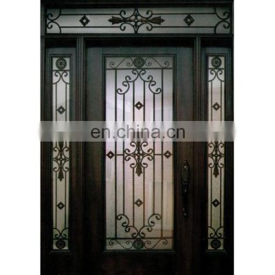 flat exterior wrought iron mother and son door grill with 2 sidelights