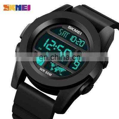 SKMEI 1906 New LED Light Electronic Wristwatches Men 5Bar Waterproof Male Sport Watch Countdown Alarm Clock