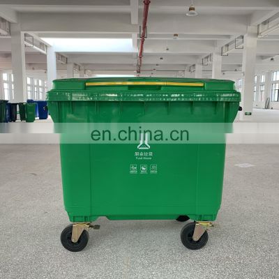Outdoor 660 L Wheelie Commercial Size HDPE Polyethylene Waste Bins Rectangular Wastebin