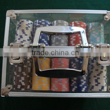 2014new design marco style Aluminum poker set .playing card set chips case set