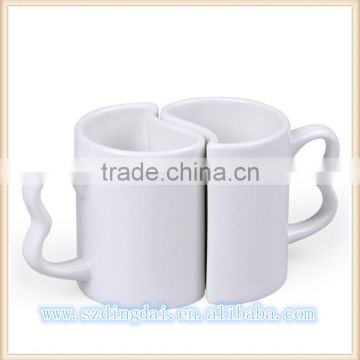 white couple mug sublimation mug heart handle 11OZ sublimation mug