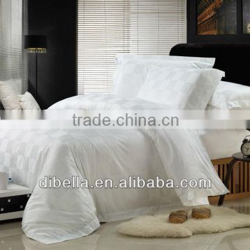 Check style white cotton hotel bedding fabric