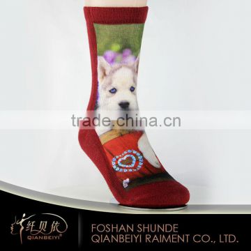 Red printed socks custom lovely cute animal sex girls socks