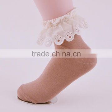lady 200N fashion cotton with chiffon lace on the cuff rosso toe young women tube socks