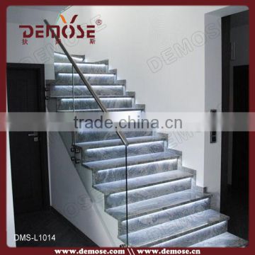 residential stairs| stainless steel marble stair with led light