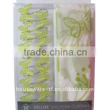 2013peva shower curtain with resin hooks