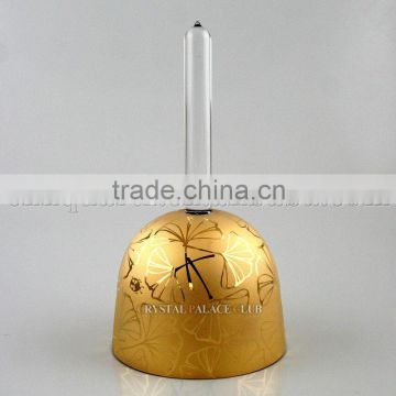 gingko maple leaf engraved 24k gold quartz crystal singing bowls with handle