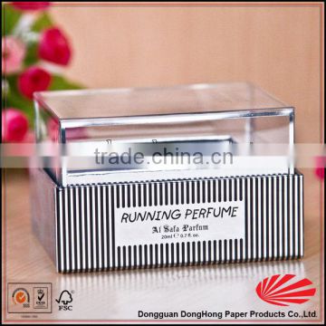 Printing silver board pepr custom perfume box with pvc lid