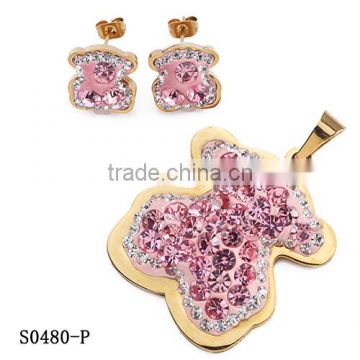 Brazilian Gold Jewelry Wholesale Diamond Jewellery Colored Rhinestone Jewelry Set