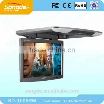 15.5 Inch TFT LCD Car Monitor MP5 Player USB SD IR FM with Remote Control Car Styling Flip Down Monitors